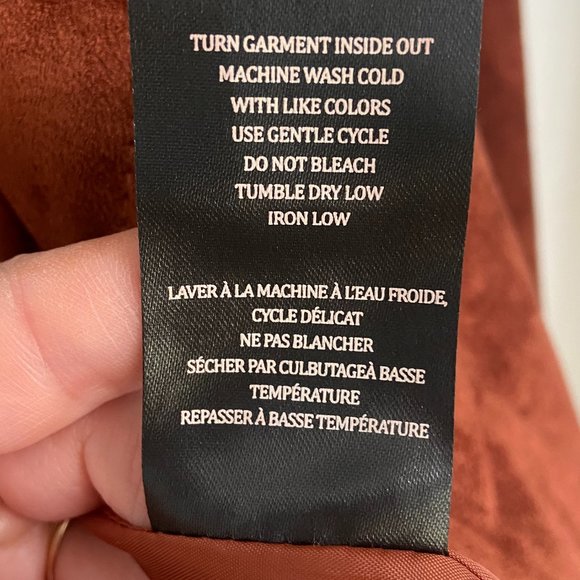 SL8 Faux Suede Moto Jacket Size Small Brown Cropped Long Sleeve - Picture 7 of 8